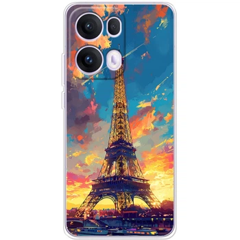 Силиконовый Чехол с Картинкой для OPPO Reno 13 Pro Принт (Париж, Эйфелева Башня) (65484-ysm038)