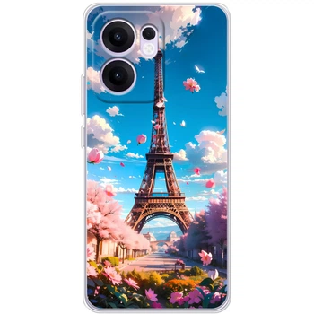Силиконовый Чехол с Картинкой для OPPO Reno 13 FS Принт (Париж, Эйфелева Башня) (65570-ysm035)