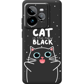 Силіконовий Чорний Чохол з Картинкою для Realme GT 7T Принт (Кіт, Cat) (65747-ysb114)