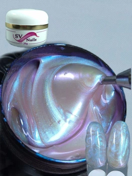 Перлинний гель SVN Pearl Gel 5 (25гр) фіалковий для нарощення та укріплення, низькотемпературний будівельний гель з перлинним ефектом, Builder Gel