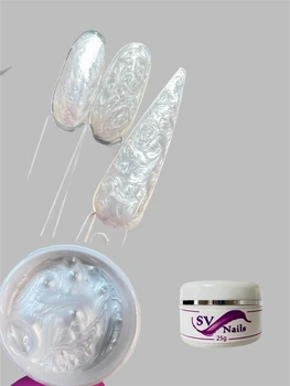 Перлинний гель SVN Pearl Gel 1 (25гр) білий для нарощення та укріплення, низькотемпературний будівельний гель з перлинним ефектом, Builder Gel