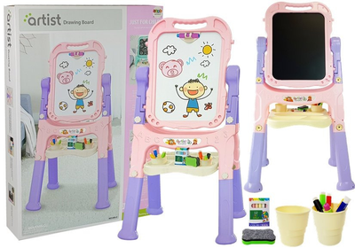 Дошка магнітна крейдова LEAN Toys Рожево-Фіолетова, регуляція висоти, аксесуари (5903802457124)