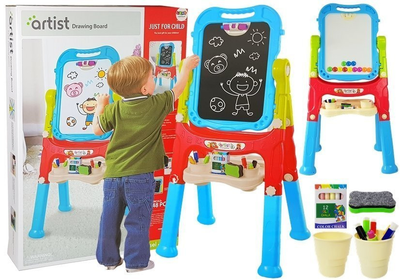 Дошка магнітна крейдова LEAN Toys Синьо-Червона, регуляція висоти, аксесуари (5903802457117)