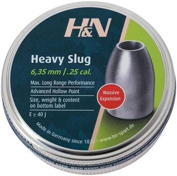 Пули пневматические H&N Slug HP Heavy кал. 6.35 мм. Вес - 2,72 г. 100 шт/уп