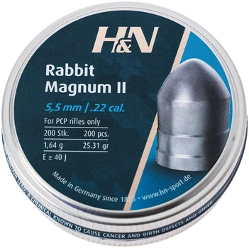 Кулі пневматичні H&N Rabbit Magnum II. Кал. 5.5 мм. Вага - 1.64 г. 200 шт/уп