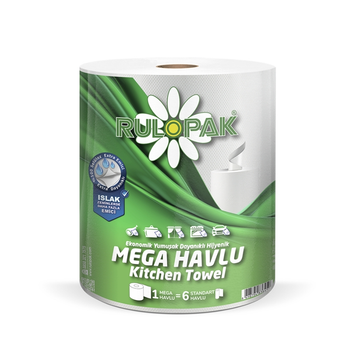 Полотенца бумажные рулонные Rulopak Mega, 120 м, 2 слоя, 19*24см, 500 листов, с перфорацией