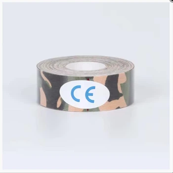 Тейп Кінезіо 2.5 см, кінезіологічна стрічка Kinesiology Tape Sportstape Sport & Therapy, 2.5 см, камуфляж зелений