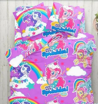 Комплект постільної білизни Євро бязь голд люкс 200х220 см Єдиноріг поні лол рожевий