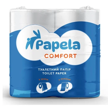 Туалетна папір Papela Comfort целюлозний тришаровий (4 рулоні)