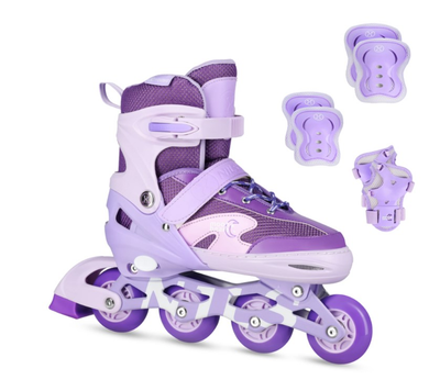 Rolki Nils Extreme NA0189 Moonbean z zestawem ochraniaczy roz. 31-34 S LED Fioletowe (5907695565119)