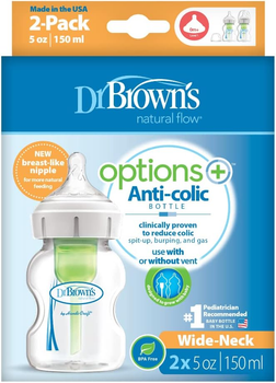 Пляшечка для годування Dr. Brown's Wide Neck Options+ Anti-Colic 2 шт х 150 мл (072239318171)