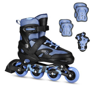 Rolki Nils Extreme NA0189 Moonbean z zestawem ochraniaczy roz. 31-34 S LED Niebieskie (5907695565218)