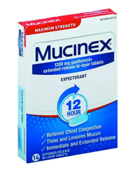 Муцинекс таблетки від кашлю, Mucinex, 1200мг 14шт