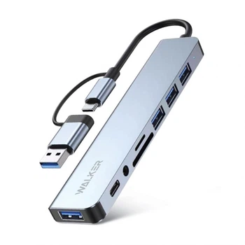 Перехідник USB-HUB 8в1 WALKER WHUB-53 з роз'ємом USB/Type-C