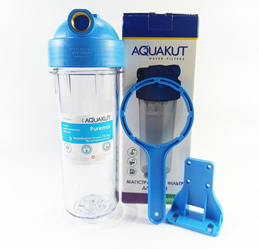 Колба AquaKut DP 10'' Puremix 1/2'' латунная резьба в комплекте ключ, крепление