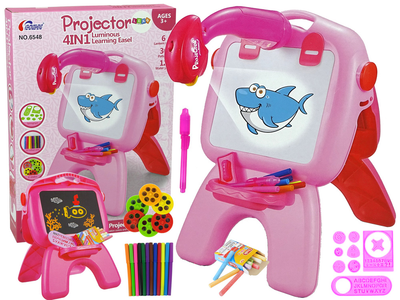 Дошка для малювання двостороння стояча LEAN Toys Рожева, з проектором та картинками (5904204755252)