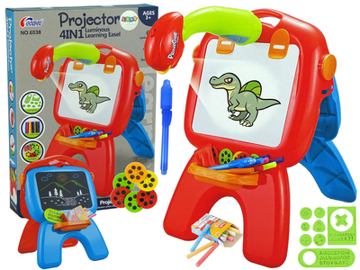 Tablica do rysowania dwustronna stojąca LEAN Toys Czerwona z Niebieskim, z projektorem i obrazkami (5904204755245)