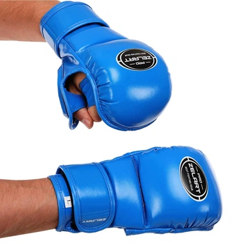 Перчатки для смешанных единоборств кожаные тренировочные крабы MMA Zelart 3495 размер L Blue