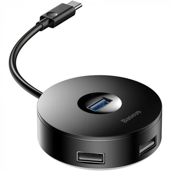 USB-Hub Baseus Plug-and-Play Round Box Type-C to 4 USB Black (CAHUB-G01)