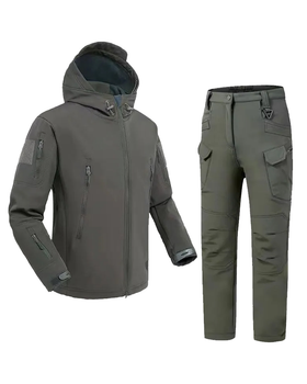 Форма Tactical Vanguard SoftShell Куртка з капюшоном + Штани сіра розмір 4XL