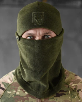 Флісовий Комплект Шапка + Баф з принтом олива розмір універсальний