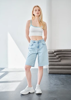Шорты Женские Стафф Светло-синие Джинсовые Базовые Staff 17 Light Blue 36 (342287)