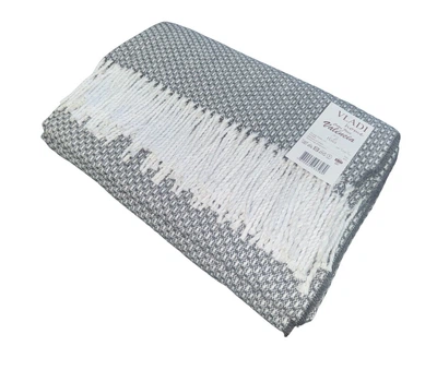 Плед хлопковый Vladi Валенсия Boucle 170х200 белый-серый