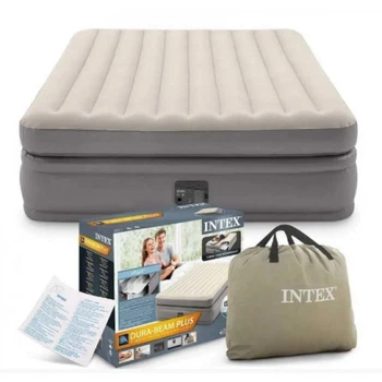 Надувная кровать двухспальная Intex 64164 NP 152х 203 х 51см, матрас с встроеным электронасосом, серый