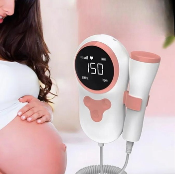 Портативний фетальний доплер для вагітних із РК дисплеєм Fetal Doppler, домашній детектор серцебиття YSL-T505-White/Pink