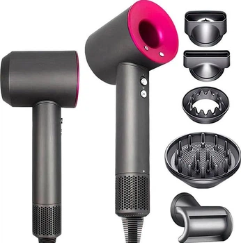 Фен для волосся Leafless hair dryer 5в1 1600 Вт 1,5m з 5 насадками та функцією швидкого сушіння для укладання Рожевий