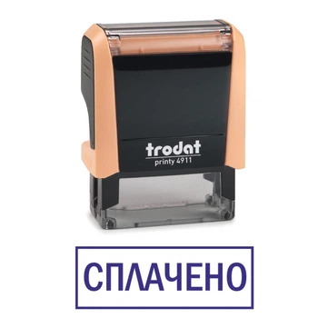Штамп СПЛАЧЕНО на автоматической оснастке Trodat 4911 размером 38х14 мм Пастель оранжевый (в рамке)
