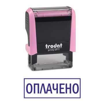 Штамп ОПЛАЧЕНО на автоматической оснастке Trodat 4911 размером 38х14 мм Пастель розовый (в рамке)