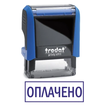 Штамп ОПЛАЧЕНО на автоматической оснастке Trodat 4911 размером 38х14 мм Синий (в рамке)