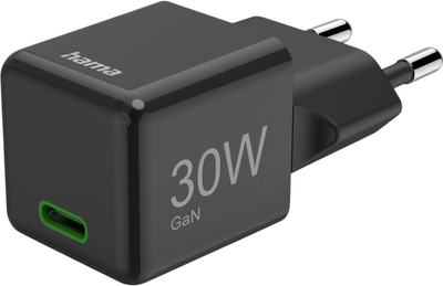 Зарядний пристрій Hama SuperMini GaN PD/QC USB-C 30W Black (4047443522498)