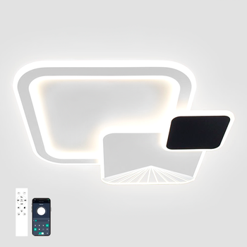 Управляемая LED люстра Esllse COMETA 105W 3S APP "три квадрата" с пультом и приложением 500×500×60мм WH/BLACK