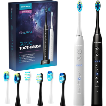 Набір електричних зубних щіток Berdsen Galaxy Duo Біла/Чорна + Brush Heads