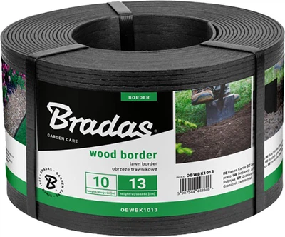 Бордюр Bradas Wood Border 130 мм х 2.8 мм х 10 м Чорний (OBWBK1013)