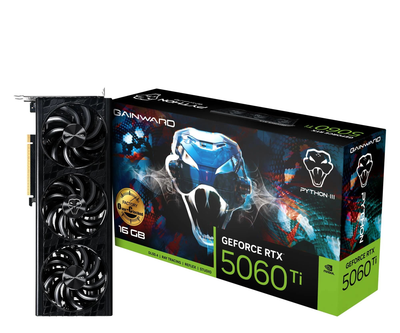 Видеокарта Gainward GeForce RTX 5060 Ti Python III OC 16GB GDDR7 DLSS4 (NE7506TS19T1-GB2061T) EU
