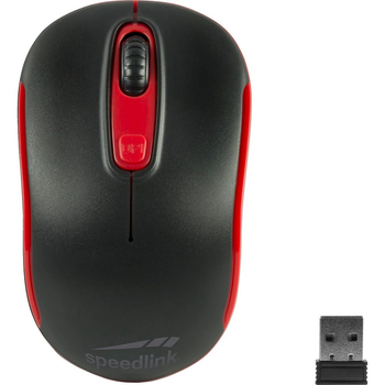 Мышка беспроводная оптическая SpeedLink Ceptica 1600dpi на батарейках Black/Red (SL-630013-BKRD)