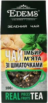Чай зеленый Edems с кусочками Имбирь Мята, 100 г