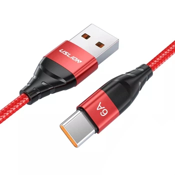 Кабель USB for Type-C (2 м) 6 A провод для быстрой зарядки 66 Вт и синхронизации Fast Charging USLION US0171 Red