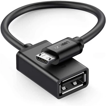 Кабель UGREEN US133 MicroUSB Male to USB-A Female Cable with OTG Nickel Plating15cm(Black) (10396