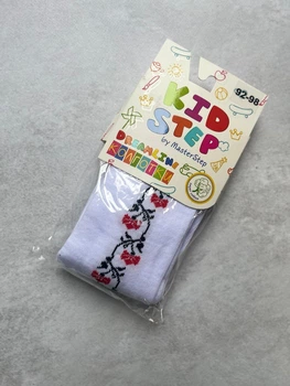 Дитячі колготки для дівчинки з принтом вишиванки Kid Step 116/122 см, білий