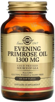 Масло вечерней примулы Solgar Evening Primrose Oil 1300 мг 60 гелевых капсул в упаковке (ARE-573938)