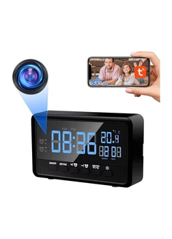 Скрытая WiFi камера-будильник HD 1080p с датчиком движения и ночным видением черный Tuya