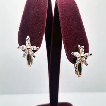 Серьги серебро позолоченное 925° 3,60г. с фианитами звездочки (С3Ф/080)