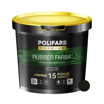 Краска резиновая Polifarb Rubber универсальная черная RAL 9004 12 кг