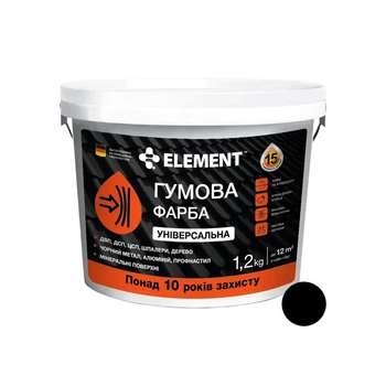 Краска резиновая универсальная Element RAL 9004 черная 1,2 кг