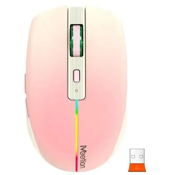 Беспроводная бесшумная компьютерная мышь Mееtion BTM002 2.4G Bluetooth 1600 DPI 6кнопок RGB подсветка Розовый