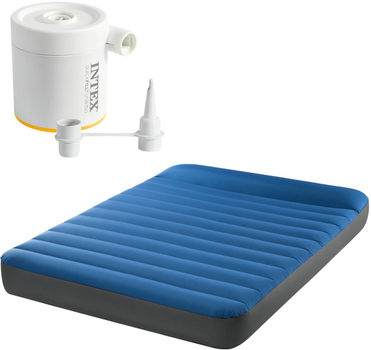 Надувний матрац Intex 191 x 137 x 22 см з електричним насосом 64012 (6941057426174)